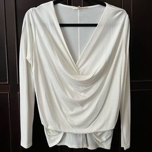 Wasabi + Mint Long Sleeve Cowl Neck Top - Color Off White Size Small